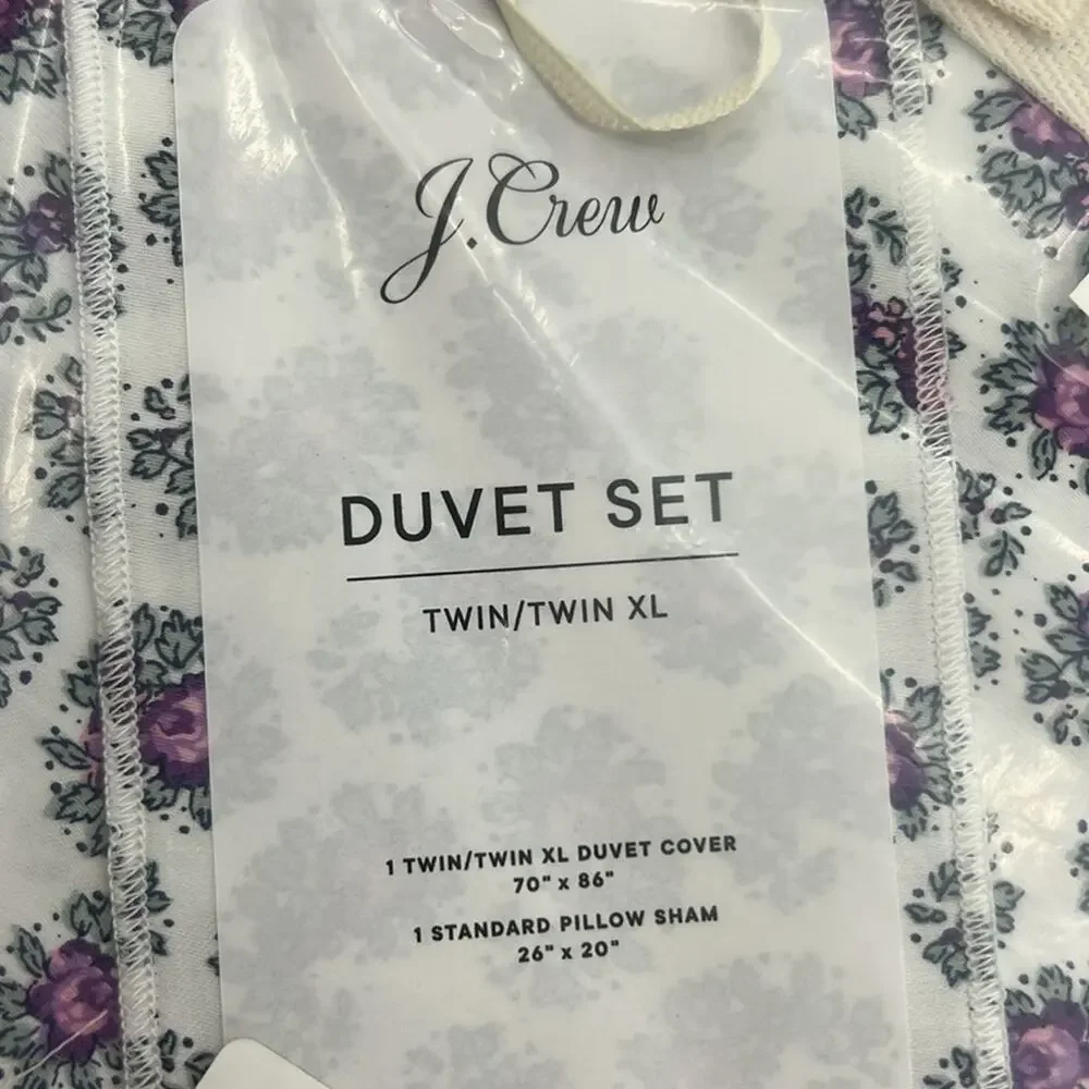 J. Crew Duvet Set Twin/Twin XL Duvet and Sham - Peony Paisley Toss - NWT